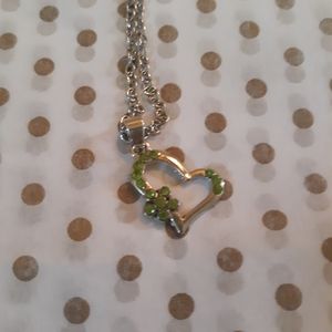Green Rhinestone Heart Necklace